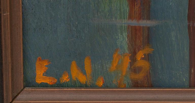 ERNST NORLIND, olja på pannå, monogramsignerad och daterad -45.