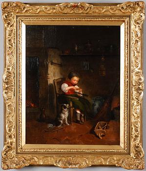 OKÄND KONSTNÄR, olja på pannå, otydligt signerad och daterad 1873.