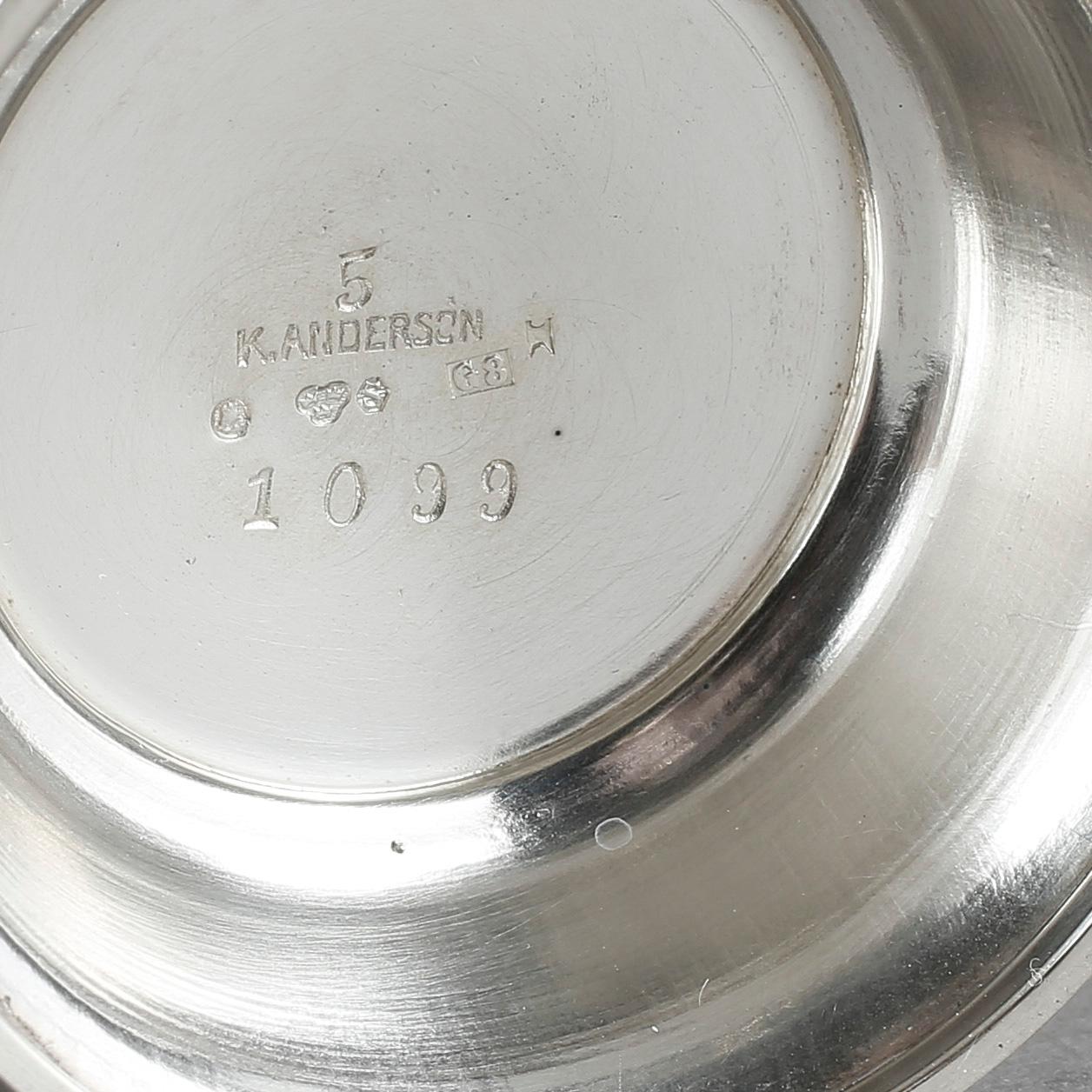 PARTI SILVERFÖREMÅL, 9 st, bla K. Anderson, 1900-tal. Tot ca 503 gram.