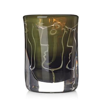 10. Ingeborg Lundin, an "ariel" glass vase "Faces", Orrefors 1986.