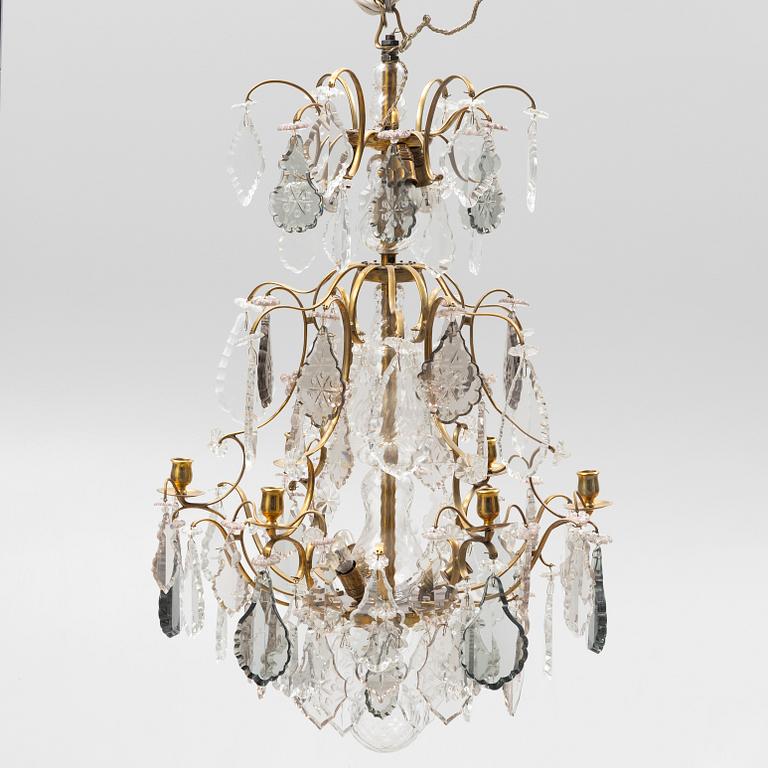 A six-branch Louis XV-style chandelier, 20th century.