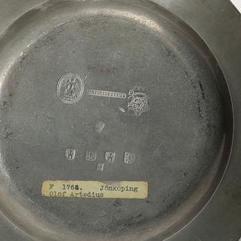 Plates, a pair. Olof Artedius, Jönköping, 1764.