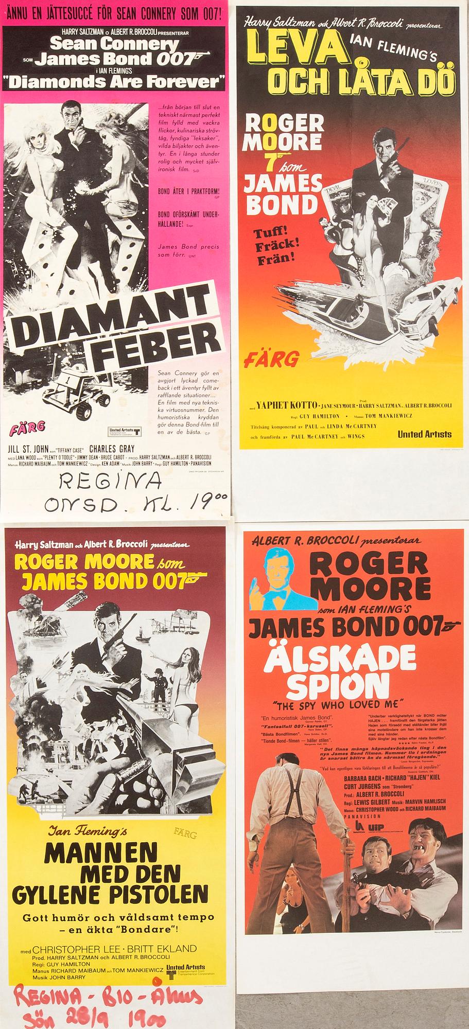 Film posters 4 pcs James Bond.