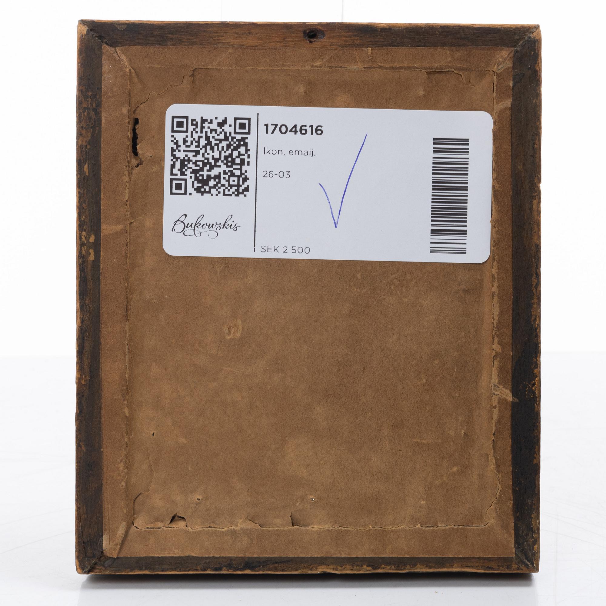 Ikon, emalj, Ryssland, omkring år 1900.