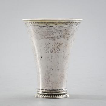 BÄGARE, silver, Aron Wangstelius (1752-1794), Torshälla, vikt ca 68g.