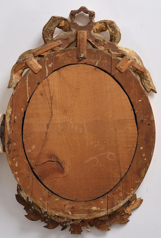 A pair of late Gustavian giltwood one light girandoles, Stockholm, circa 1800.