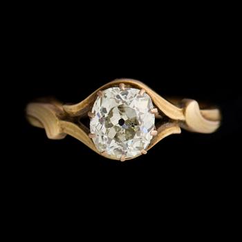 RING, gammalslipad diamant, 18K guld.