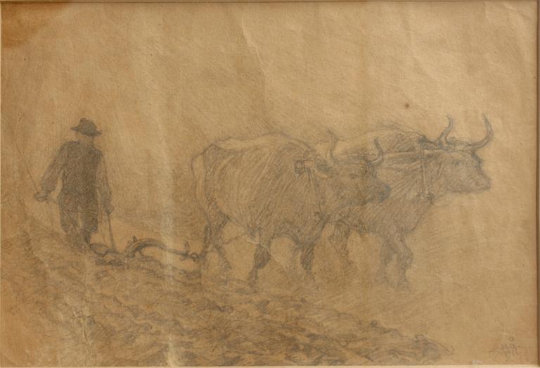 ACKE ÅSLUND, blyerts, sign o dat 1911.