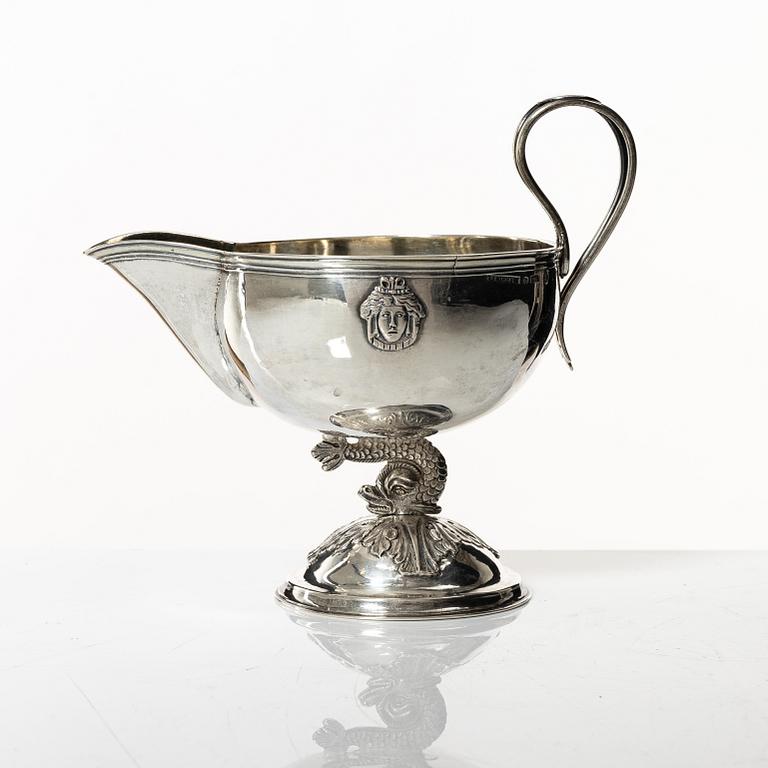 A parcel gilt Swedish silver gravy boat, mark of Anders Johan Lignell, Sundsvall 1818.