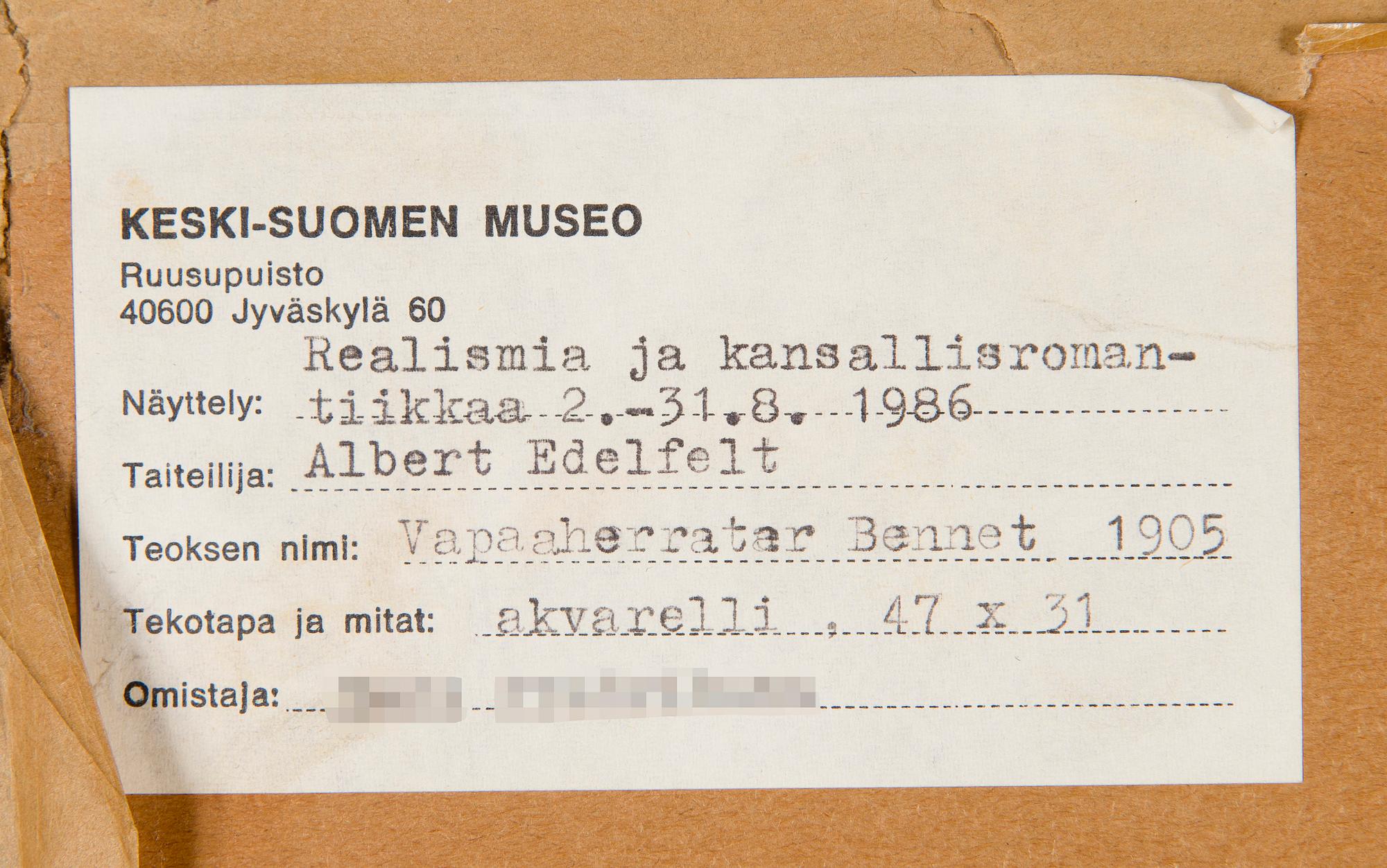 Albert Edelfelt, The Baroness Bennet with her Daughter.