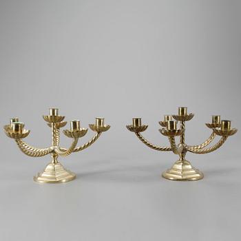 KANDELABRAR, ett par, mässing, 1900-tal.