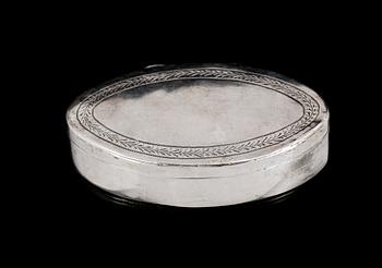 SNUSDOSA, silver, Johan Magnus Lönbom Trosa 1834. Vikt ca 54 gram.