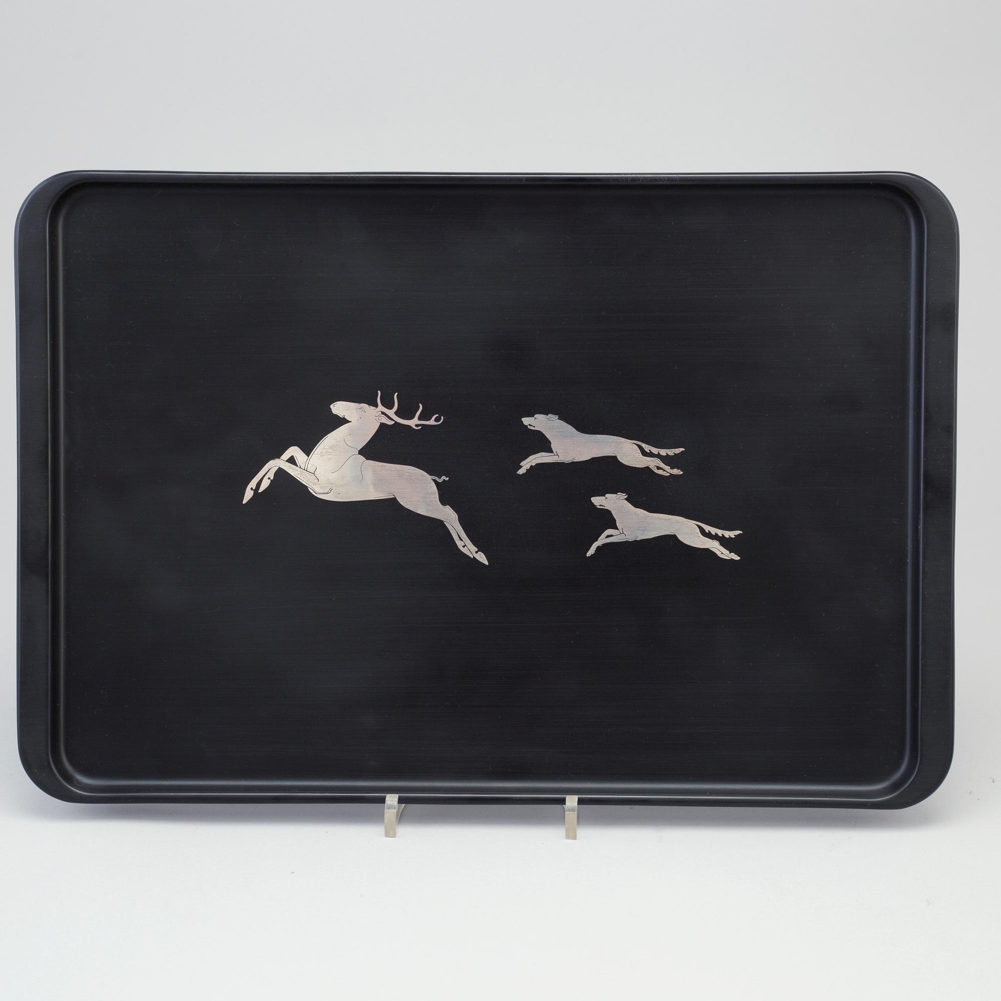 a silver and isolit tray, Perstorp, 1932.