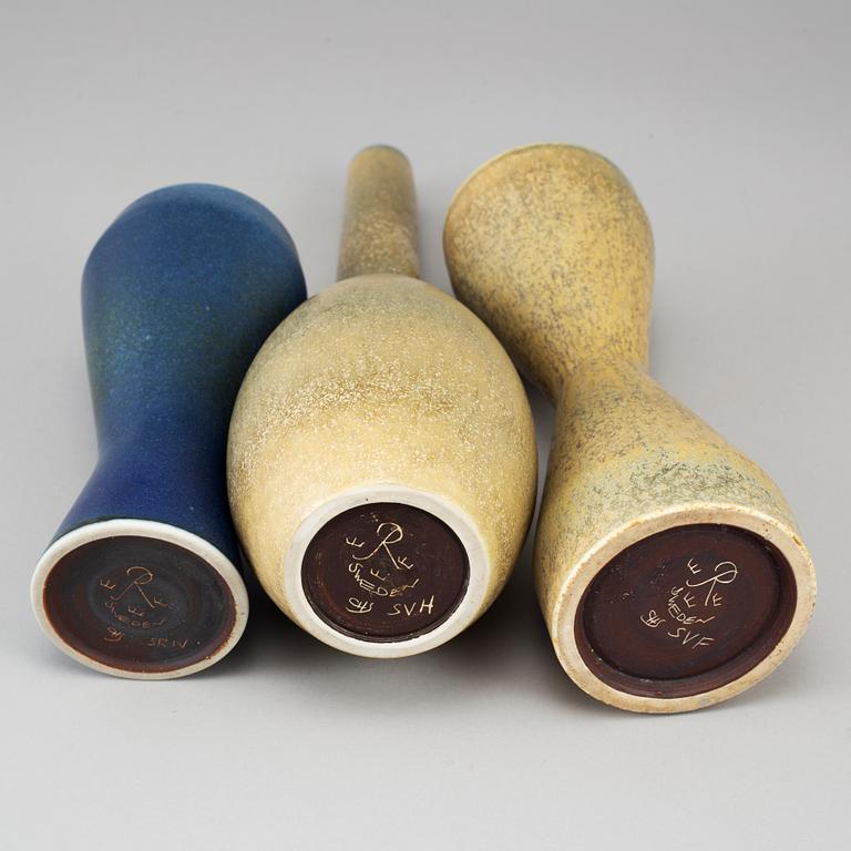 CARL-HARRY STÅLHANE, a set of three stoneware vases, Rörstrand.