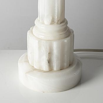 A pair of alabaster table lamps, 20th century.