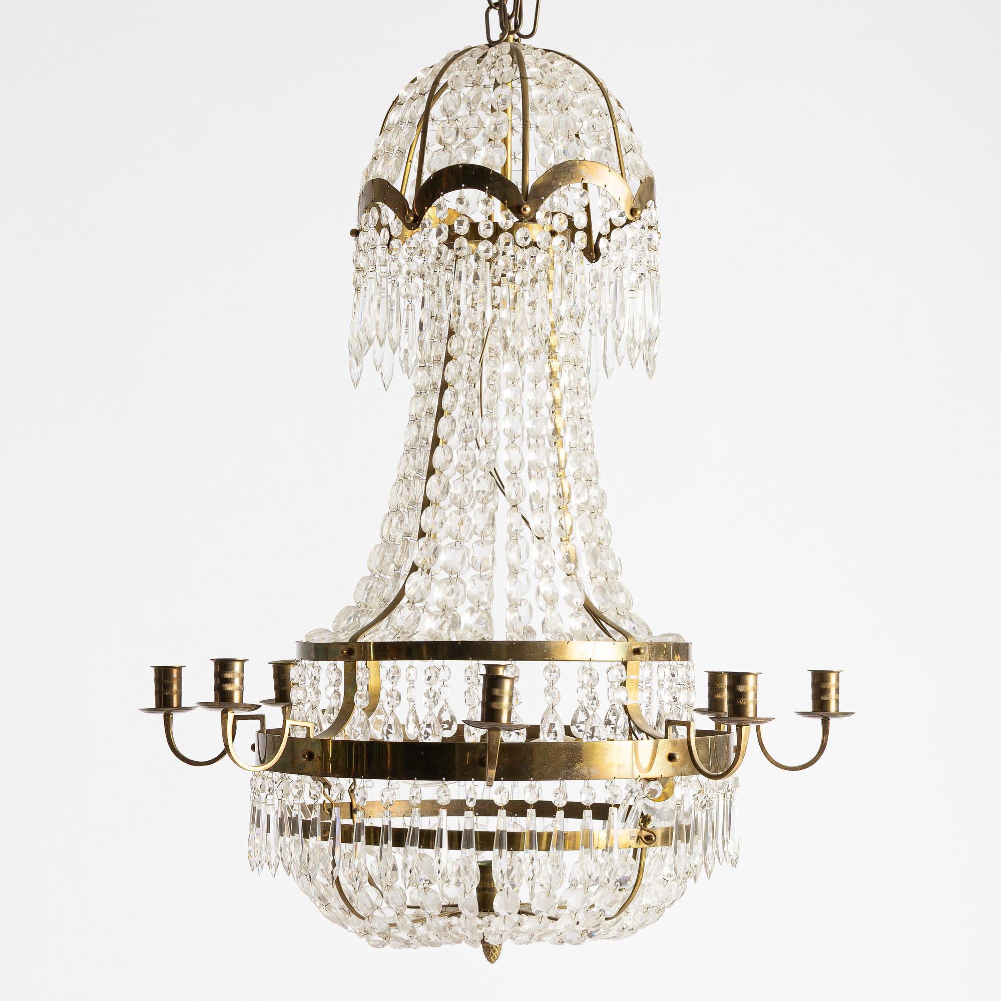 Chandelier, Gustavian style, first half of the 20th century.