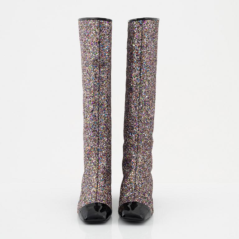 Chanel, a pair of glitter boots, size 37.