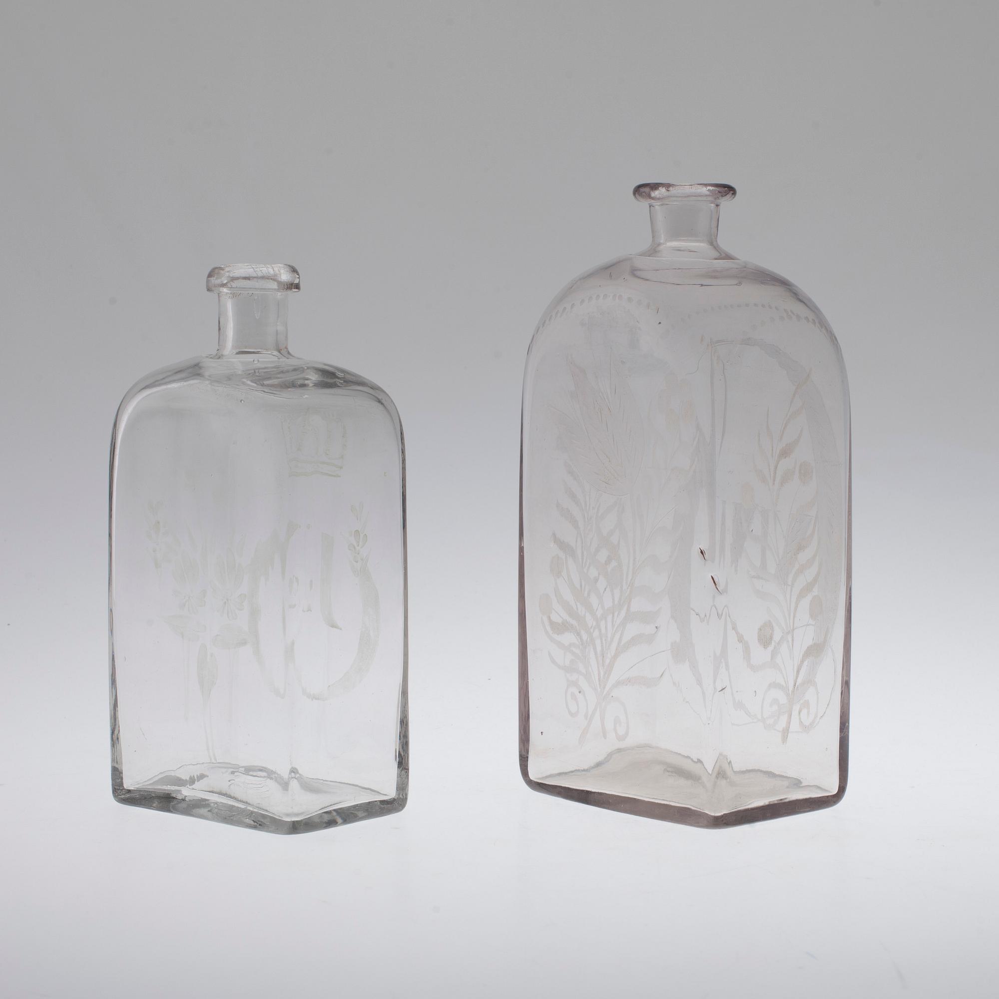 Two 19th century glass bottles.