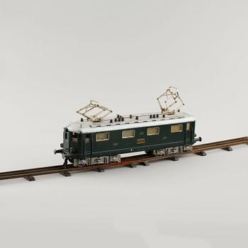 A 1940/50s model train set of 31 pcs in O-scale made by HAG, Switzerland.