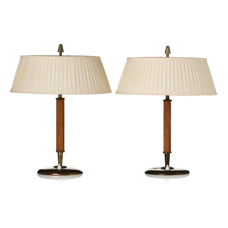 Bertil Brisborg, a pair of table lamps model 32036, Nordiska Kompaniet, Sweden, 1940s-50s.