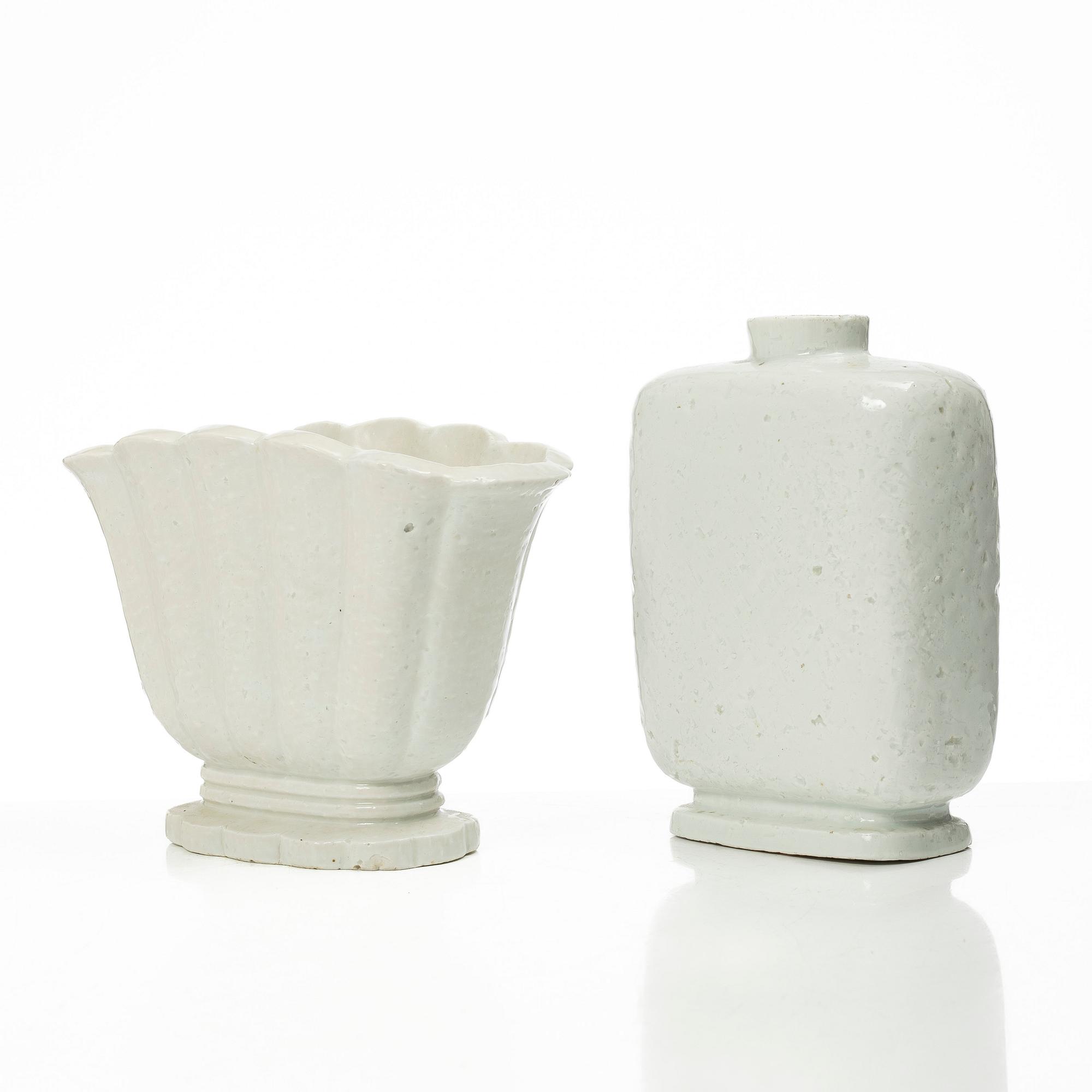 Gunnar Nylund, vaser, 4 st, chamotterat stengods, Rörstrand 1930-40-tal.