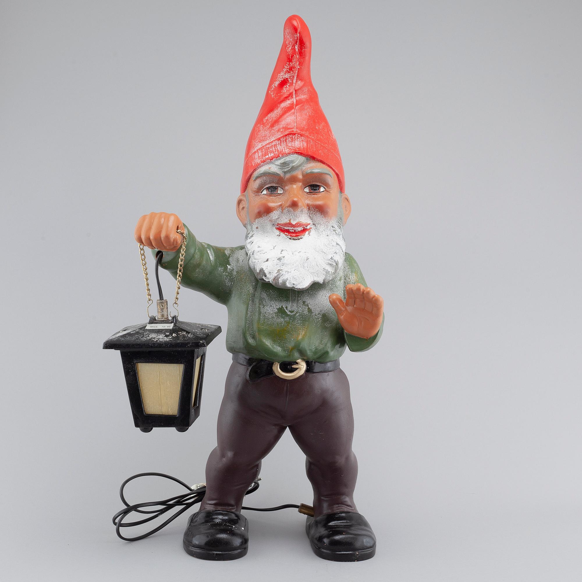 A ceramic gnome with lantern by Heissner, Germany, second half of the 20th century.