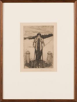 Hugo Simberg, line etching and drypoint, signed in pencil.