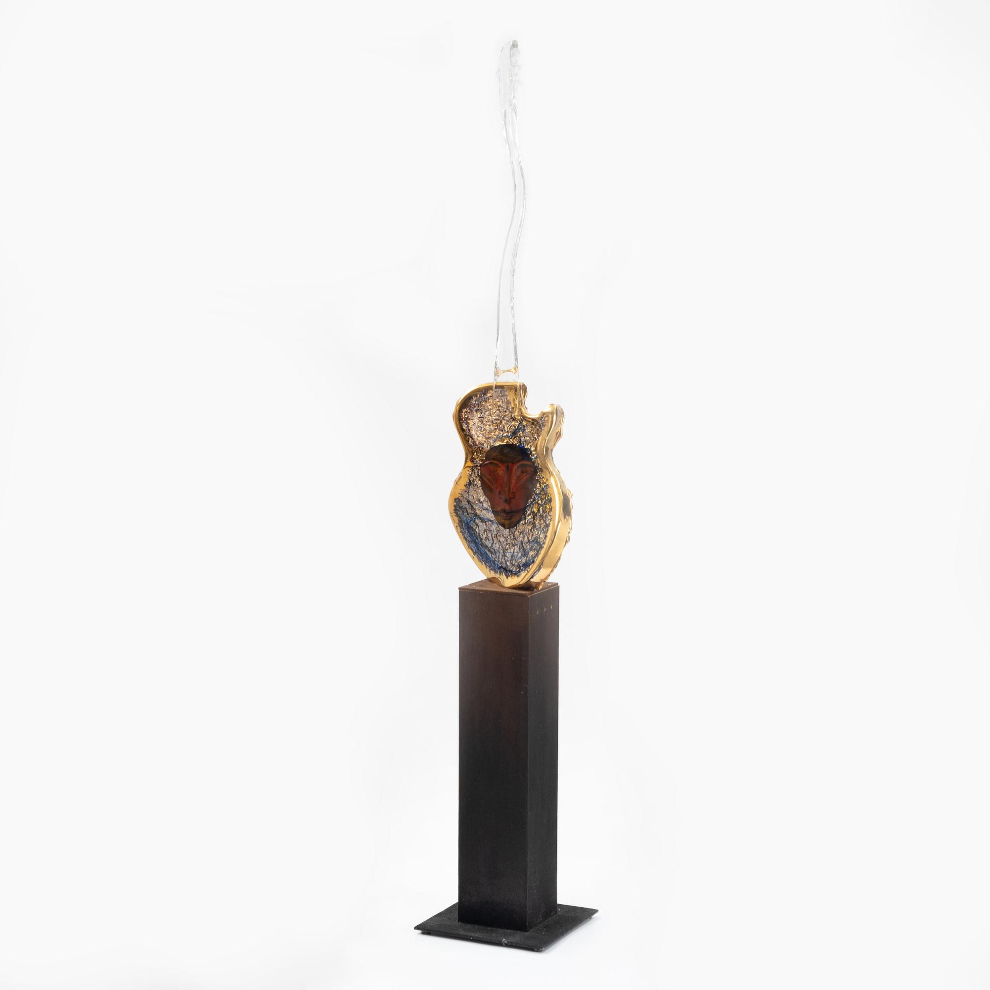 Kjell Engman, skulptur, glas, "Gitarr", Kosta Boda Unique.