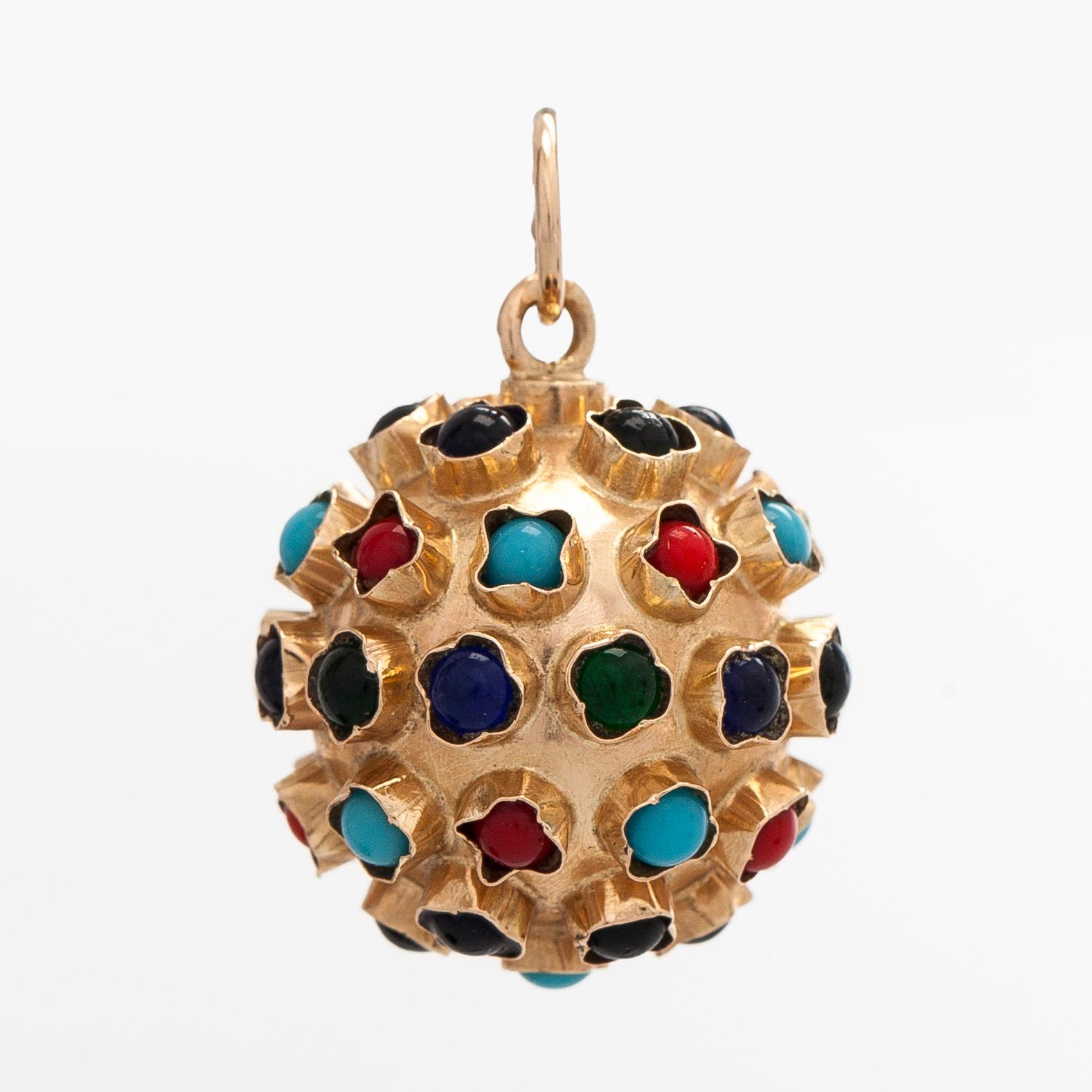 Riipus, sputnik, 14K kultaa ja värikiviä.