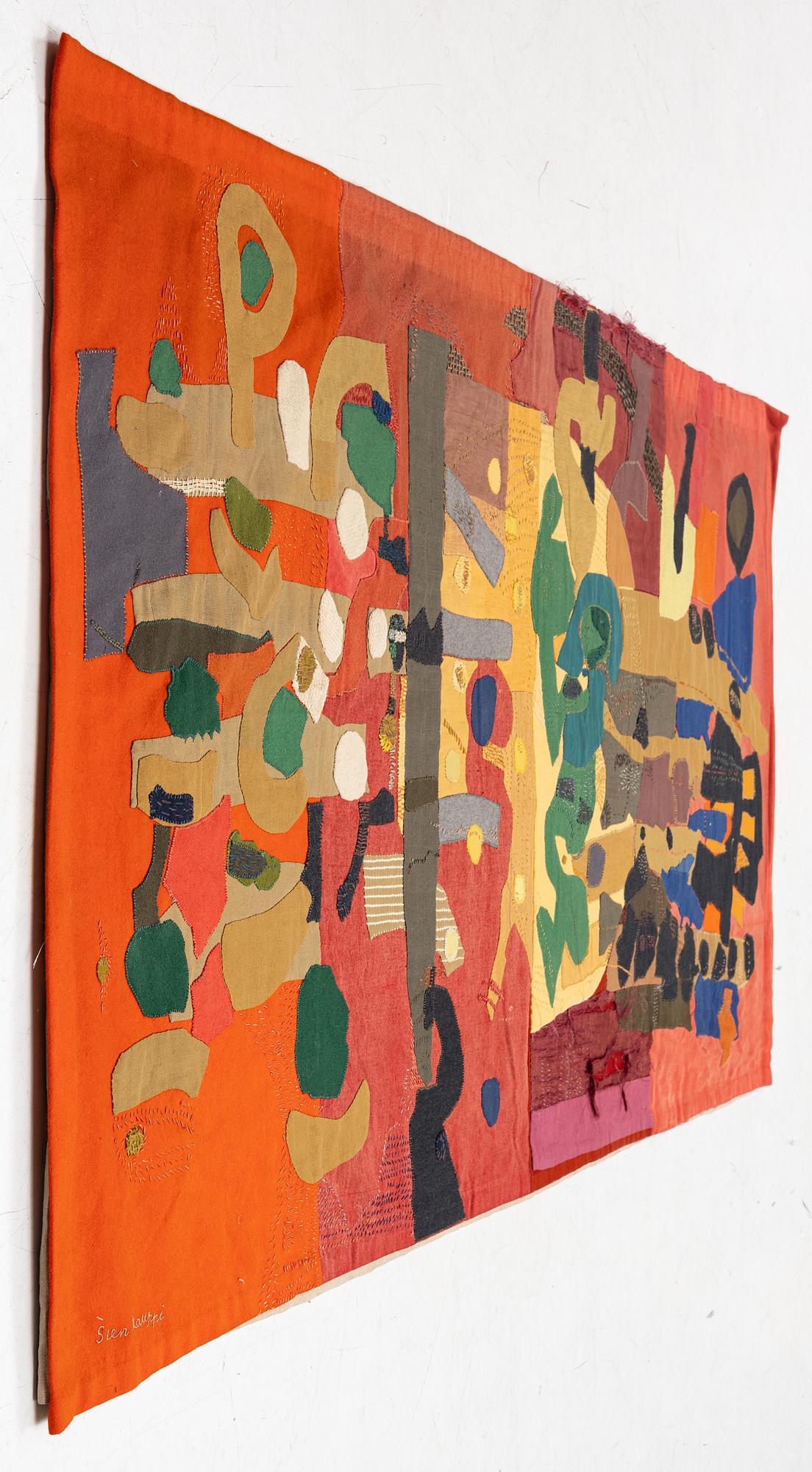 Sten Kauppi, a  tapestry, appliqué work in wool, c. 270 x 180 cm signed.