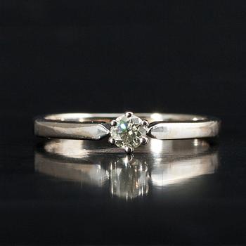 RING, 18K vitguld, briljantslipad diamant 0,17 ct. Gassan. Vikt 2,1 ct. Intyg.