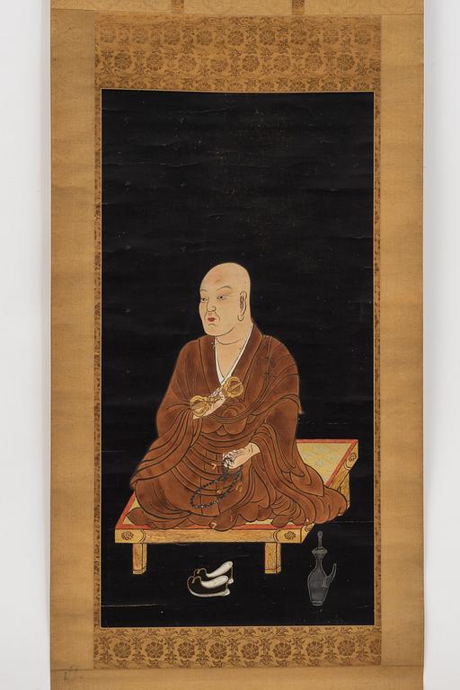 Unidentified artist, Portrait of Kobo Daishi (Kukai), Japan, 20th century. After a classic motif.