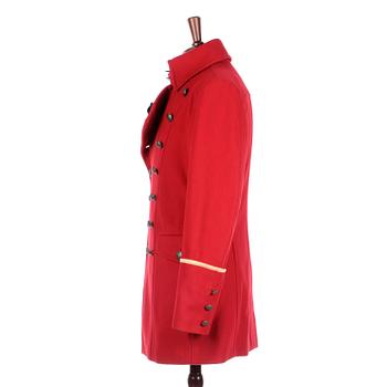 DOLCE & GABBANA, a red woolblend men's coat in military style. Size 48.