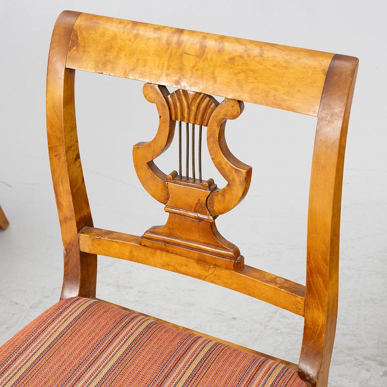 Stolar, 7 st snarlika, empire, 1800-talets första hälft.