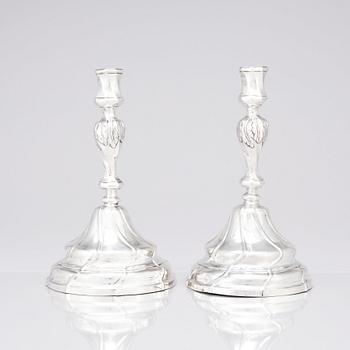 A pair of Swedish silver candlesticks, mark of Stephan Halling, Örebro 1775.