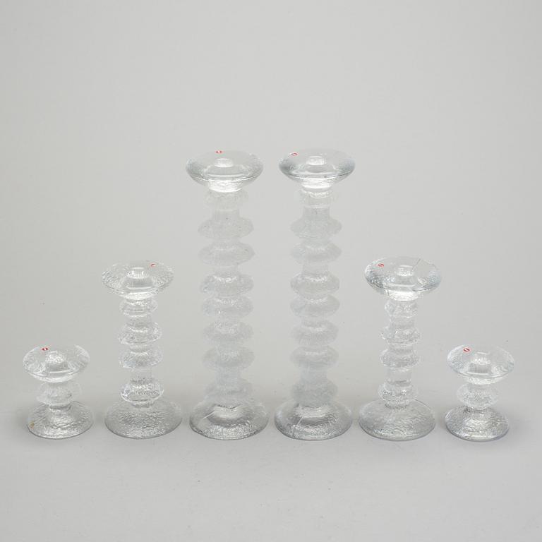 LJUSSTAKAR, 6 st, glas, "Festivo", Timo Sarpaneva, Iittala.