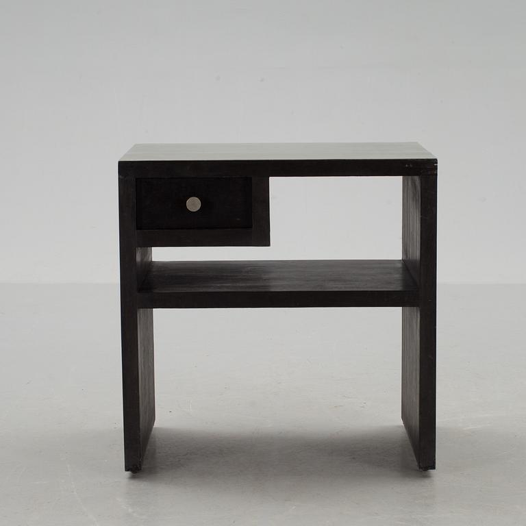 An Uno Åhrén black lacquered birch and pewter side table, Svenskt Tenn, Stockholm ca 1930.