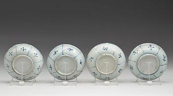 A set of nine blue and white kraak dishes, Ming dynasty, Wanli (1572-1620).
