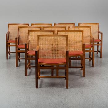 RUD THYGESEN & JOHNNY SÖRENSEN, a set of 10 armchairs from 'Kongeserien' Botium.