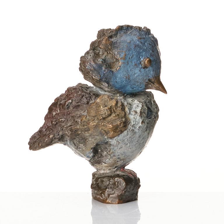 Tyra Lundgren, a patinated and painted bronze sculpture of a bird, Sweden, probably 1970s.