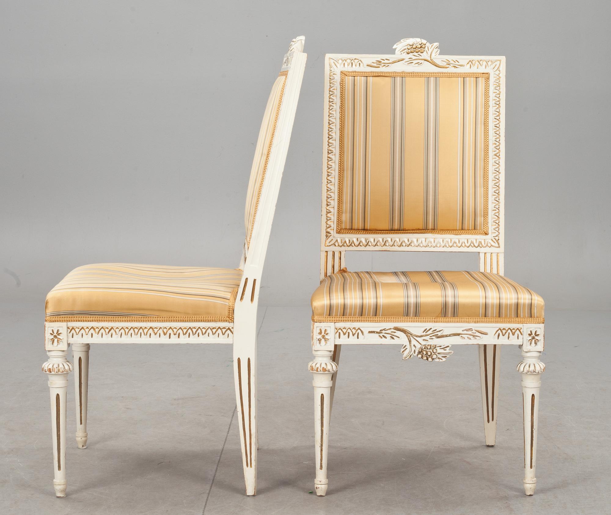 STOLAR, ett par. Gustaviansk stil, Lindometyp, sekelskiftet 1900.