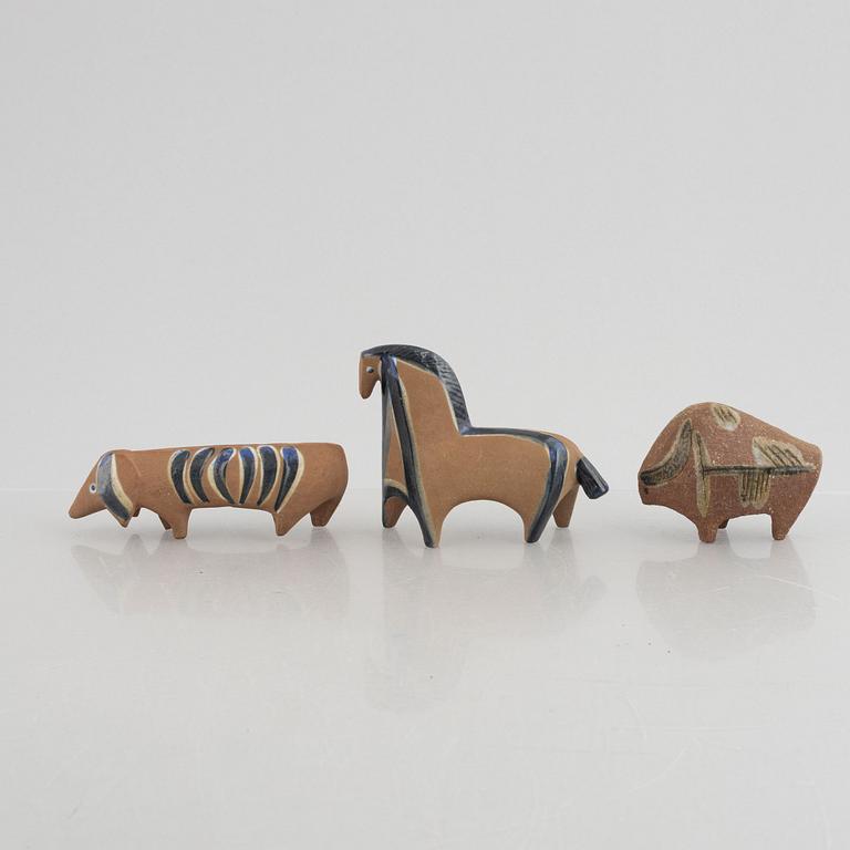 Lisa Larson, figuriner, 9 st, stengods, bl.a. ur serien "Lilla Zoo", Gustavsberg.