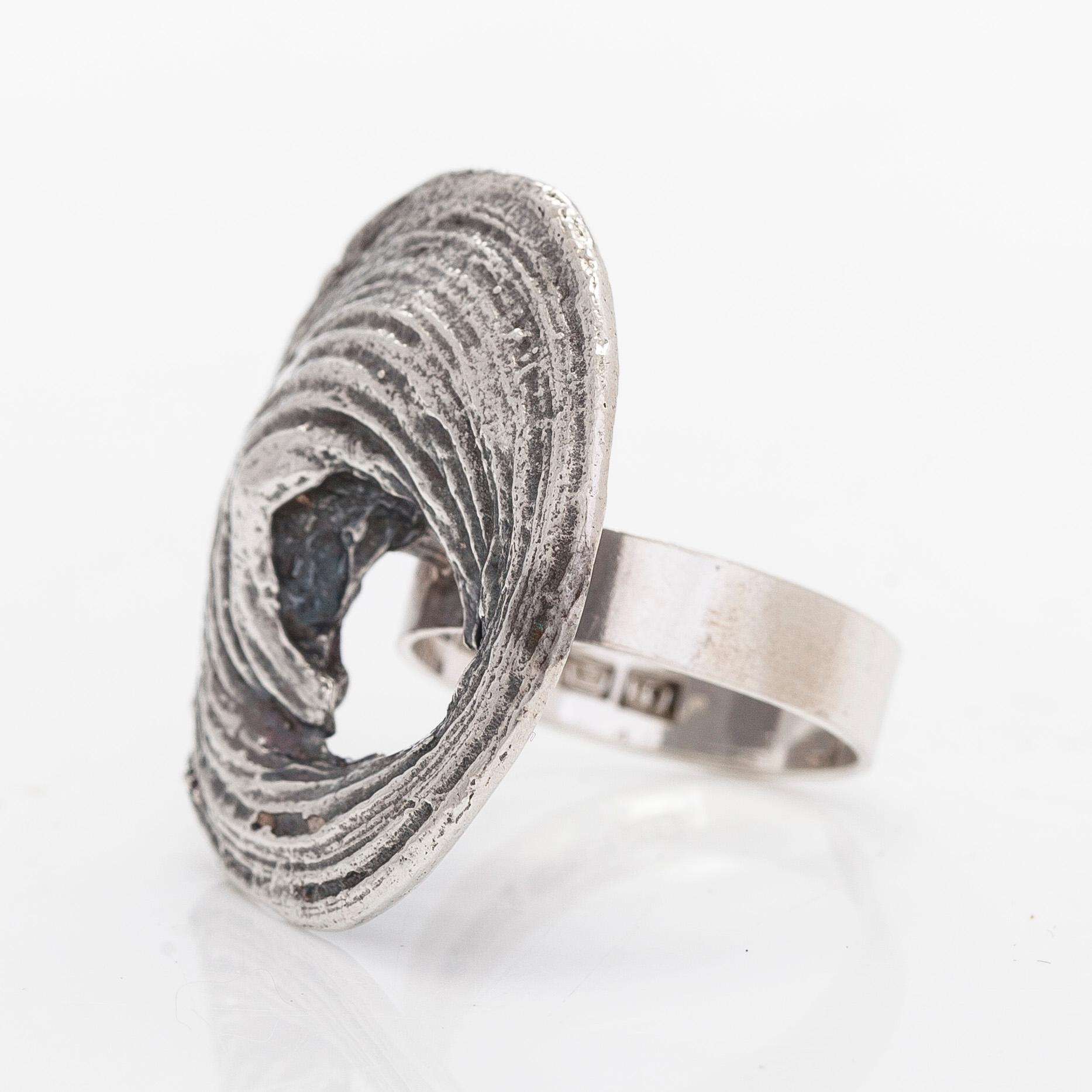 Helky Juvonen, a sterling silver ring, Westerback, Helsinki 1972.
