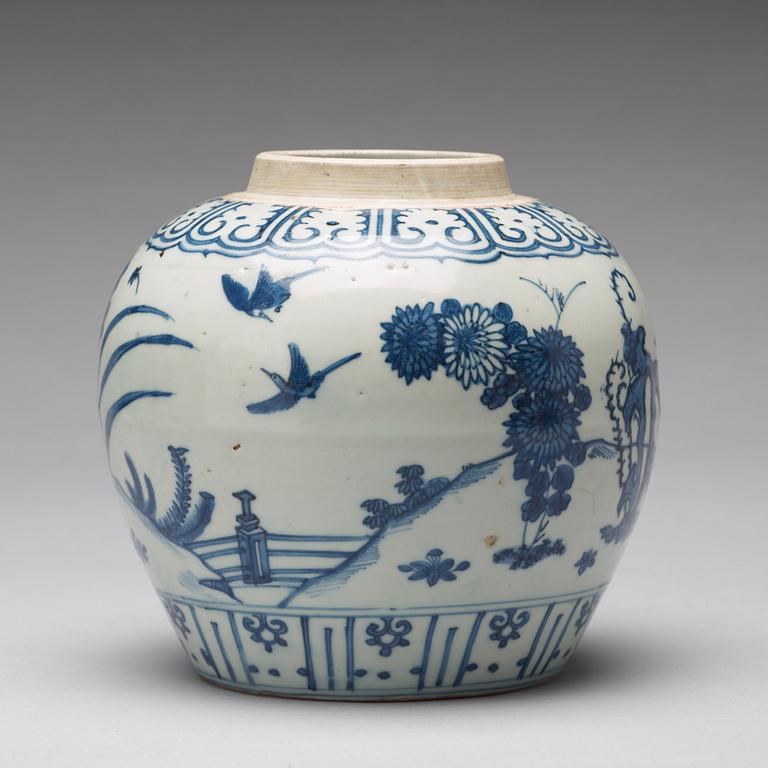 A blue and white jar, Ming dynasty (1368-1664).