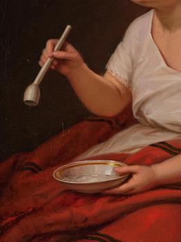 Erik Wahlbergson, Girl blowing soap bubbles.