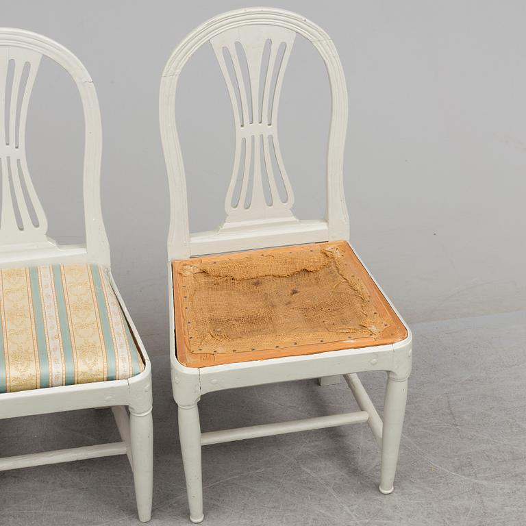 A set of three chairs from around year 1800.