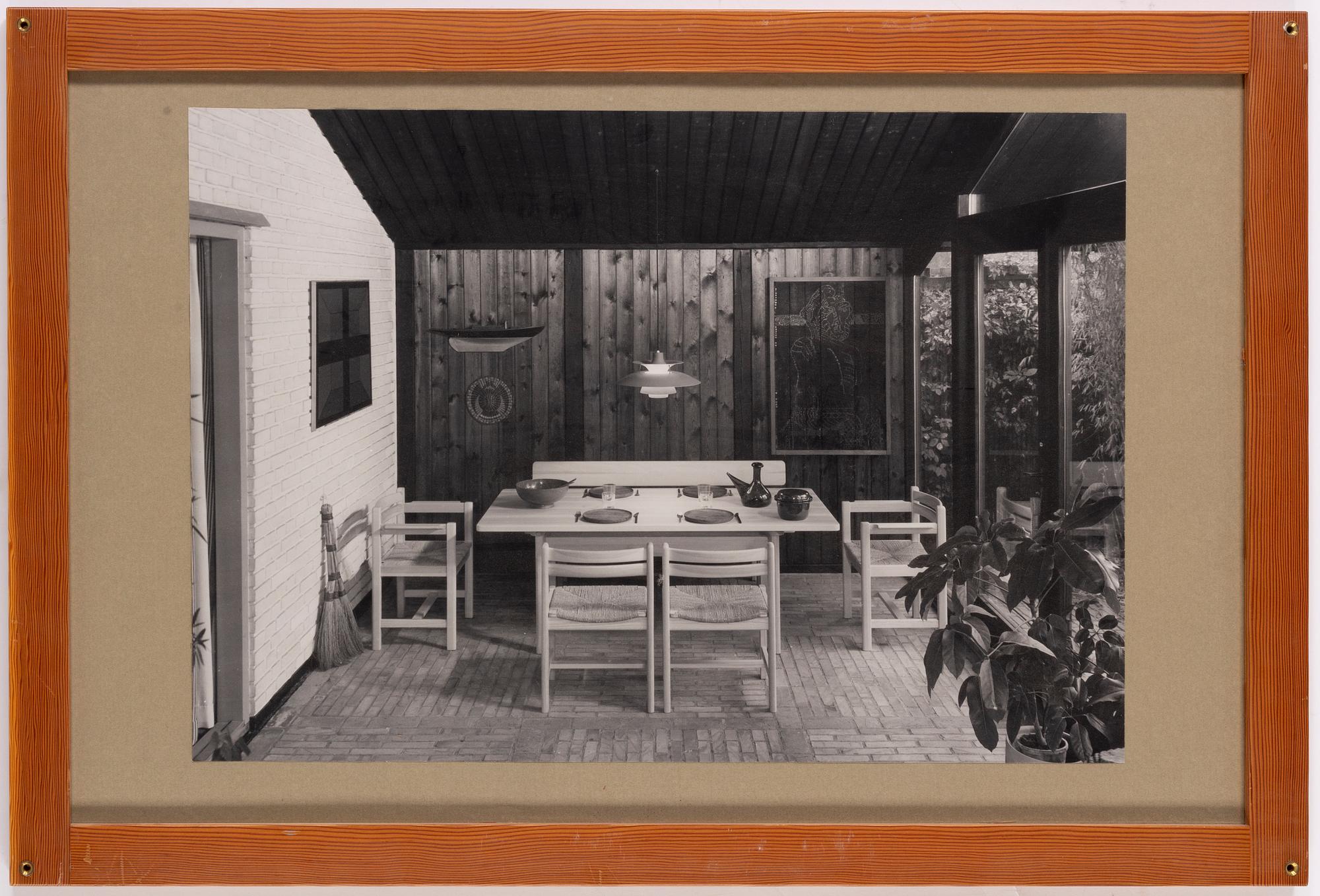 Børge Mogensen, 9 framed photographs depicting Mogensen's house at Soløsevej in Gentofte, Denmark.