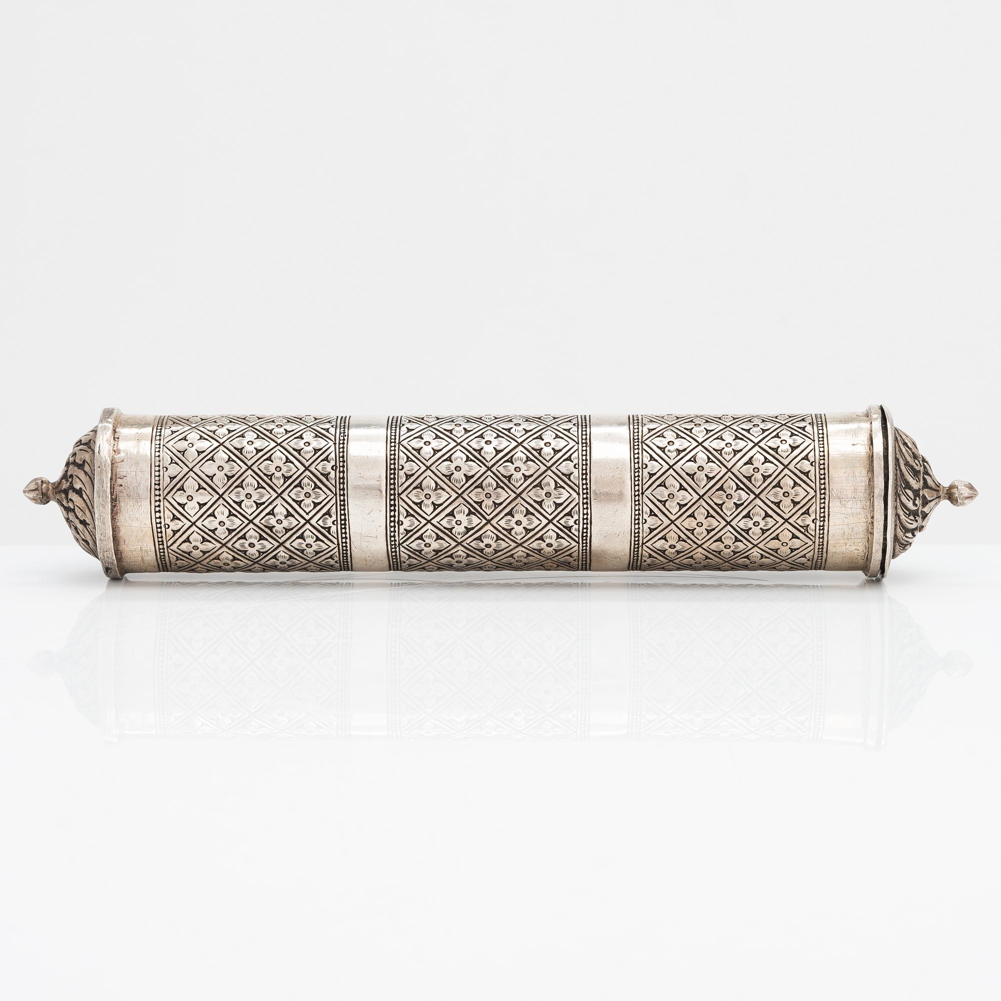 A silver incense sticks container, 20th century.
