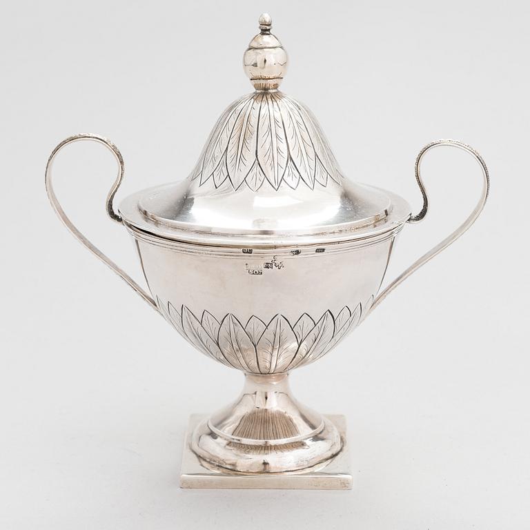 A lidded silver sugar bowl, Moscow, Russia 1807. Cyrillic maker's mark FS, Fyodor Serebrianikov.