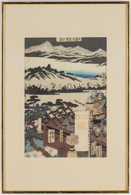 UTAGAWA YOSHITORA (c.1830-c.1880), three colour woodblock prints, Japan.